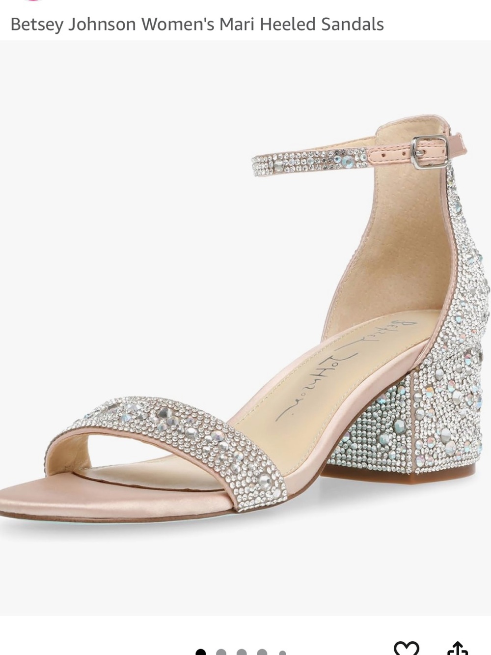 Betsey Johnson Mari Sandals Women's Champagne Crystal Block Heel Jewel size 7.5